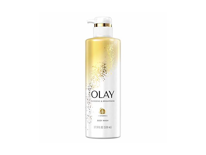 Olay Cleansing & Brightening Body Wash, Vitamin B3 + Vitamin C, 17.9 fl oz/530 mL, Pack Of 4