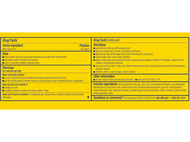 PreparationH Medicated Hemorrhoidal Wipes, Aloe, 48 Count, Pack of 2