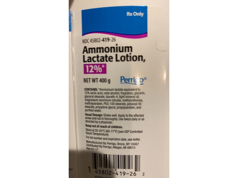 Ammonium Lactate Lotion, 12%, 400 g Perrigo (RX)
