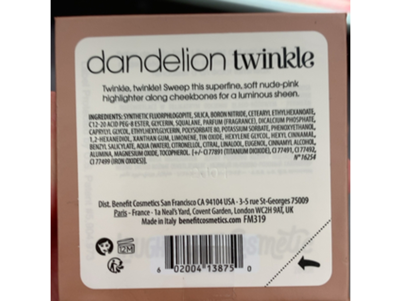 Benefit Dandelion Twinkle, Soft Nude Pink, 0.1 oz/3 g