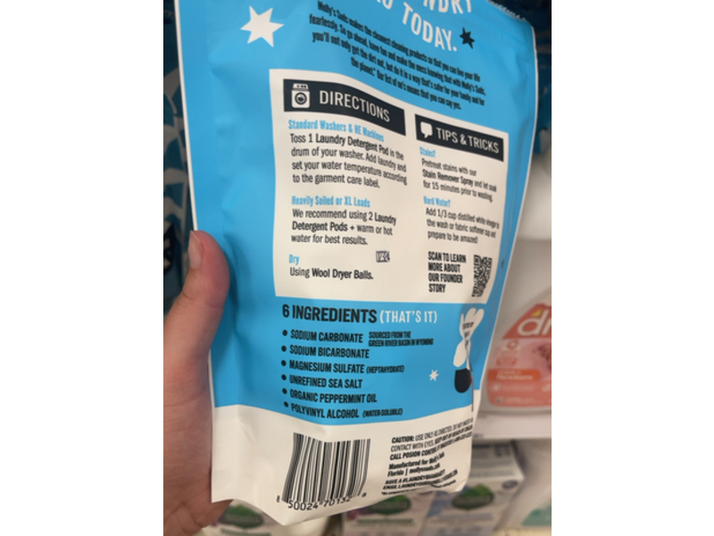 Molly's Suds Laundry Pods, Peppermint, 29.63 oz/0.84 kg, 60 Count