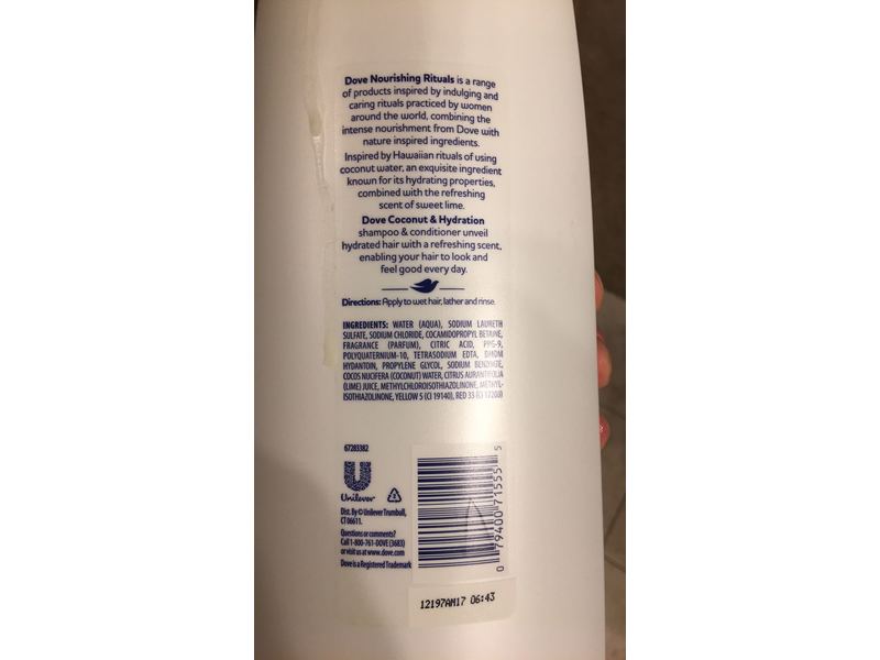 Dove Nourishing Rituals Shampoo, Coconut & Hydration, 40 fl oz/1.18 L