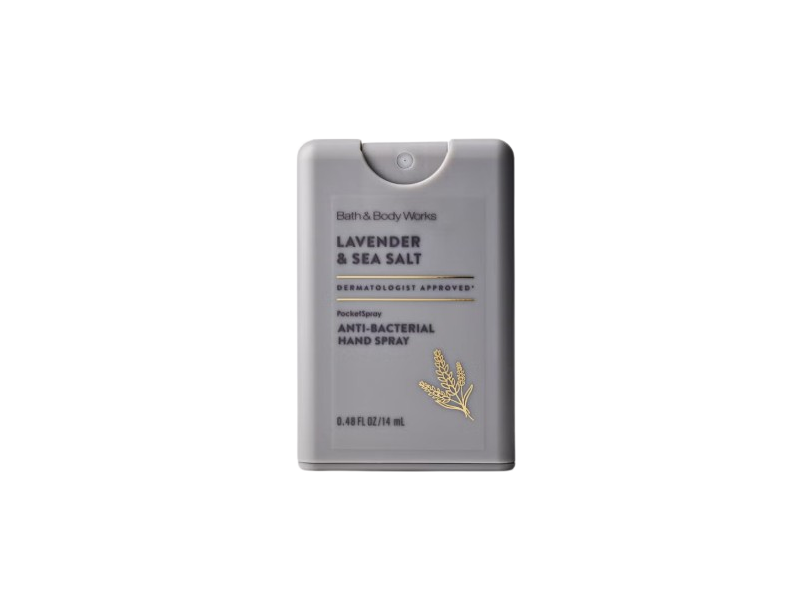 Bath & Body Works Anti-Bacterial Hand Spray, Lavender & Sea Salt, 0.48 fl oz/14 mL