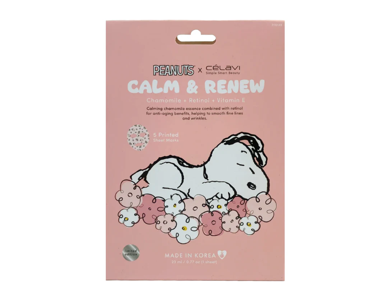 Peanuts X Celavi Calm & Renew Sheet Mask, 1 Count, Pack Of 5