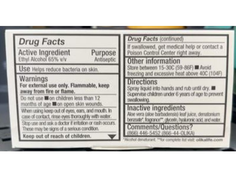 Olika Ultra Hydrating Hand Sanitizer, 24Hr Hydration With Hyaluronic Acid, Lavender, 0.6 fl oz/20 mL, Pack Of 3