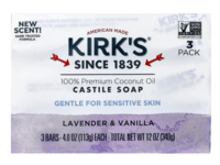 Kirk's Gentle Castile Soap, Lavender & Vanilla, 4.0 oz/113 g, Pack Of 3 - thumbnail 1