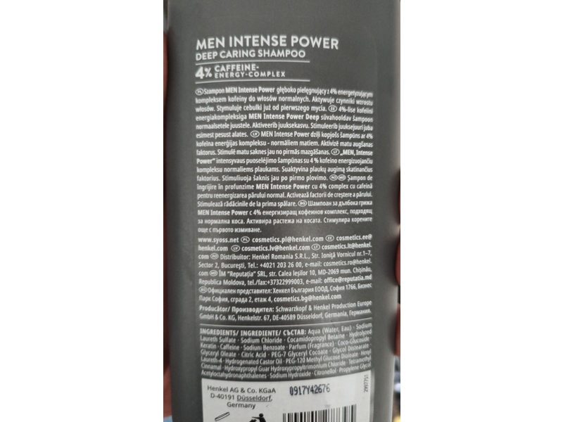 Syoss Men Intense Power Deep Cleansing Shampoo, 440 mL