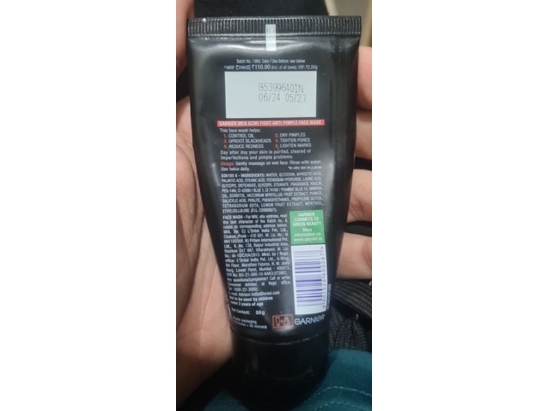 Garnier Men Acno Fight Anti-Pimple Face Wash, 50 g