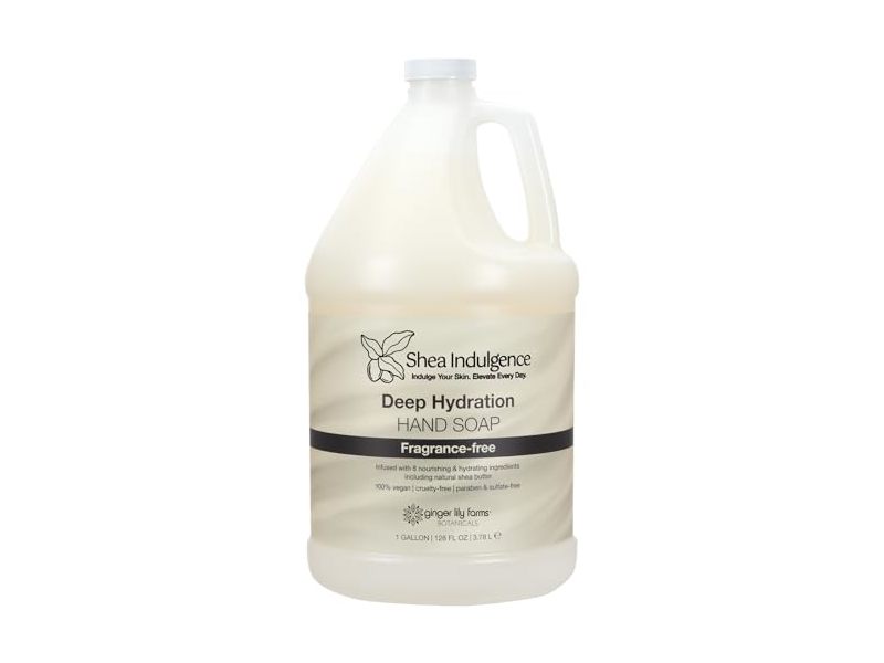 Ginger Lily Farms Shea Indulgence Deep Hydration Hand Soap, Fragrance Free, 128 fl oz/3.78 L