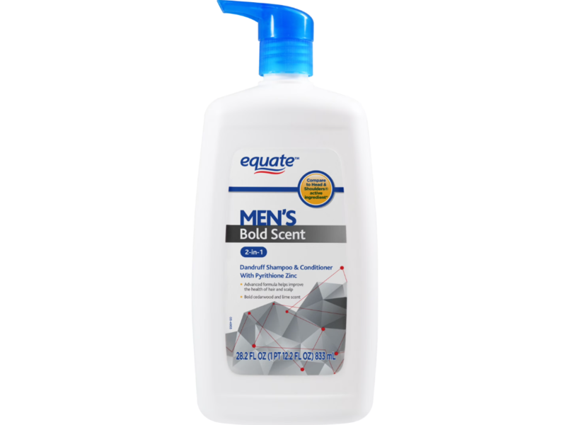 Equate Men's Dandruff 2 In 1 Shampoo & Conditioner, Bold Scent, 28.2 fl oz/833 mL