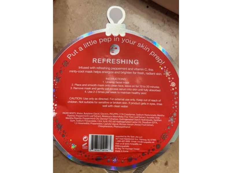 SpaLife Refreshing Facial Mask, Peppermint & Vitamin C, 0.01 oz