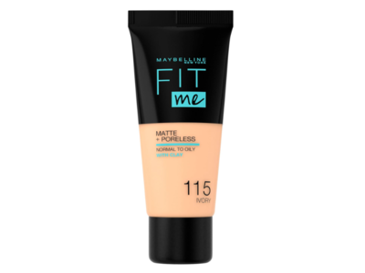 Maybelline New York Fit Me Matte & Poreless Foundation, 115 Ivory, 1 fl oz/30 mL