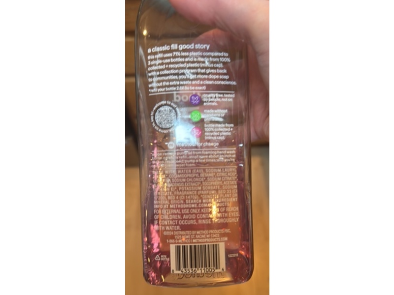 Method Refill Foaming Hand Wash, Pink Grapefruit, 28 fl oz/282 mL, Pack Of 4