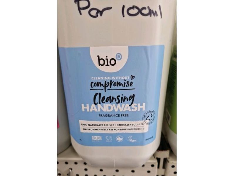 Bio-D Cleansing Handwash, Fragrance Free, 5 L