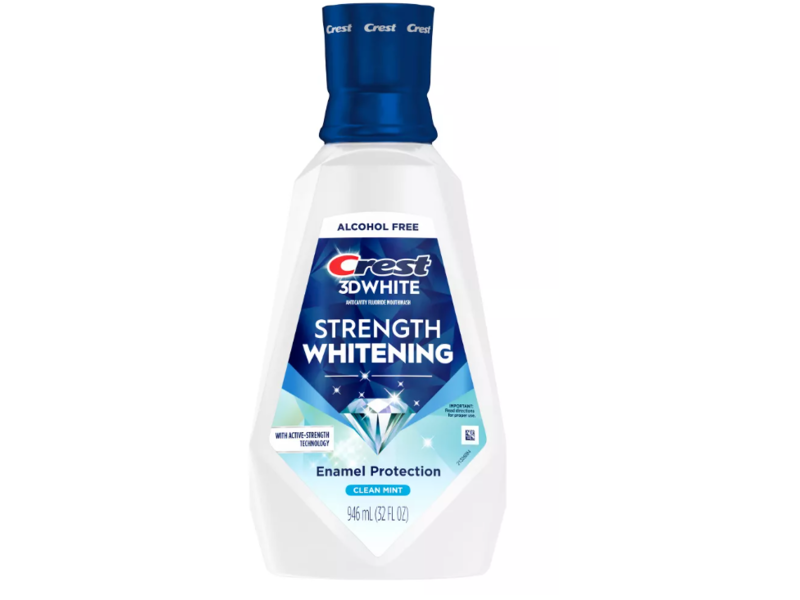 Crest 3D Strength Whitening Anticavity Fluoride Mouthwash, Clean Mint, 32 fl oz/946 mL