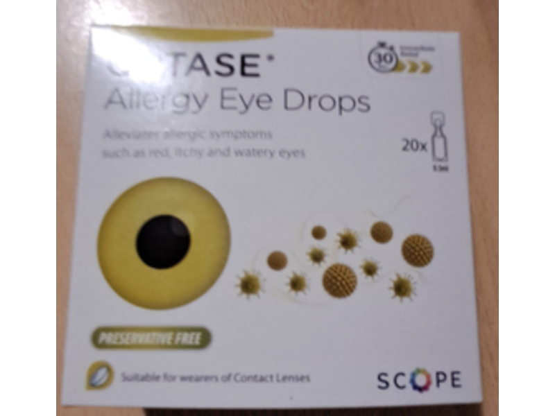 Scope Optase Allergy Eye Drops, Preservative Free, 0.5 mL, 20 Count