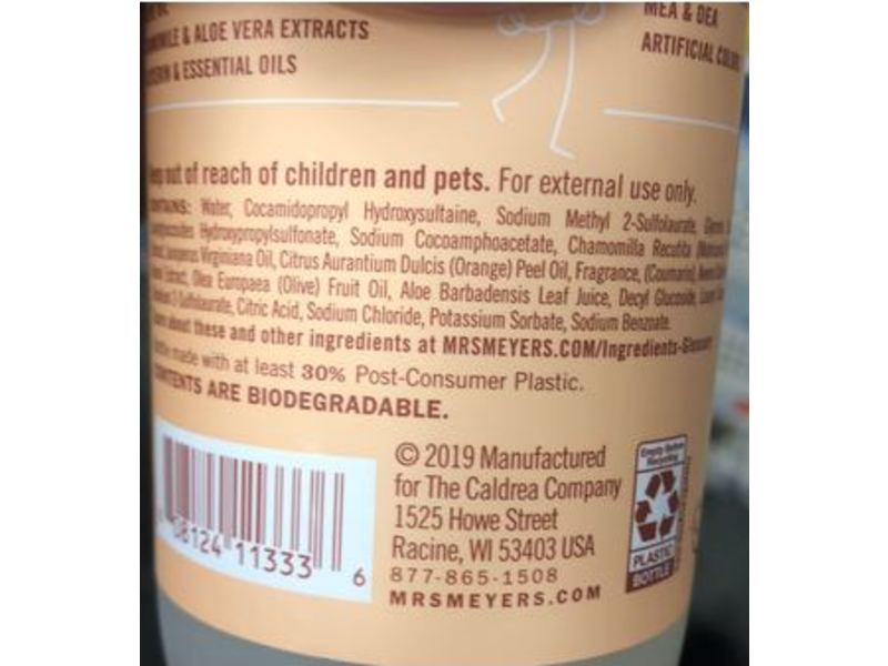 Mrs. Meyer's Clean Day Body Wash, Oat Blossom, 16 fl oz/473 mL