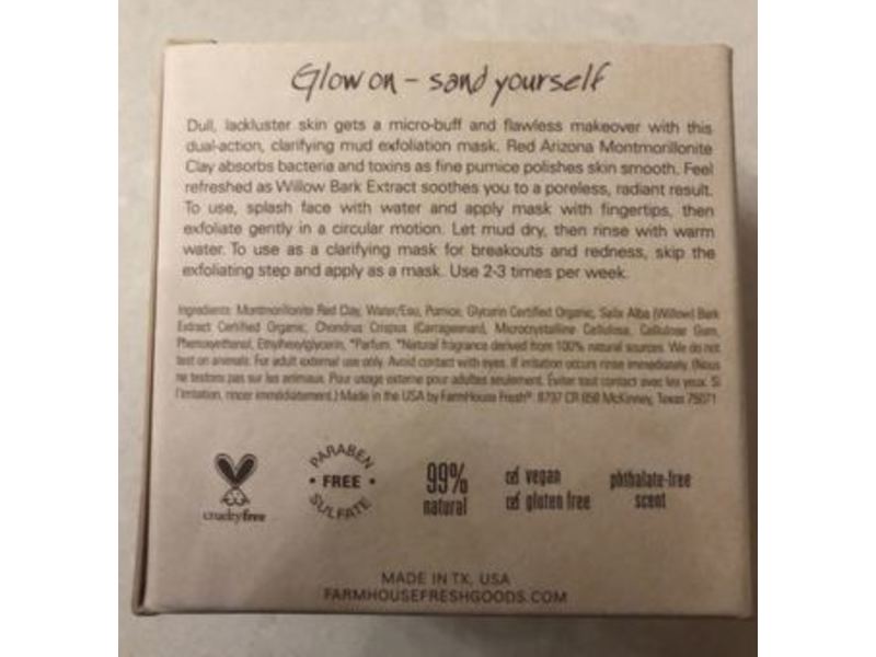 Farmhouse Fresh Sand Your Ground Clarifying Mud Exfoliation Mask, 3.2 fl oz/94.6 ml