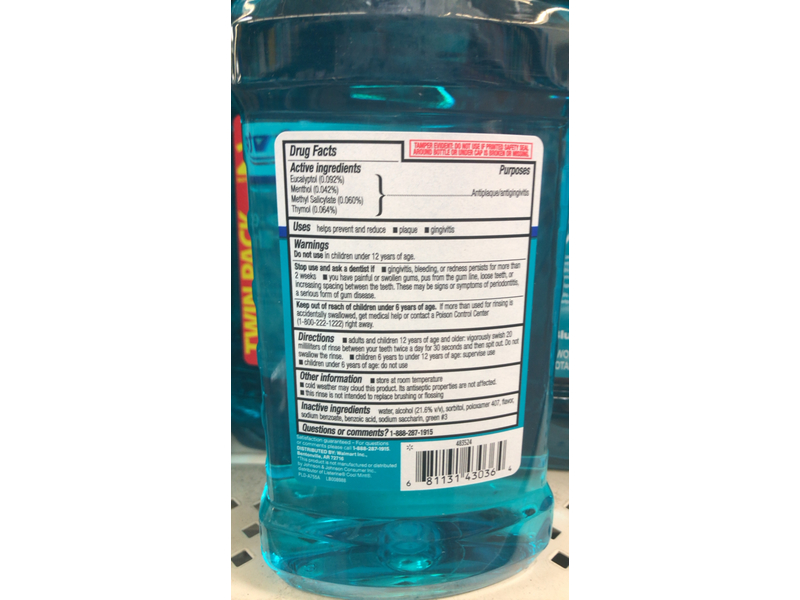 Equate Antiseptic Mouthwash, Blue Mint, 16.9 fl oz/500 mL