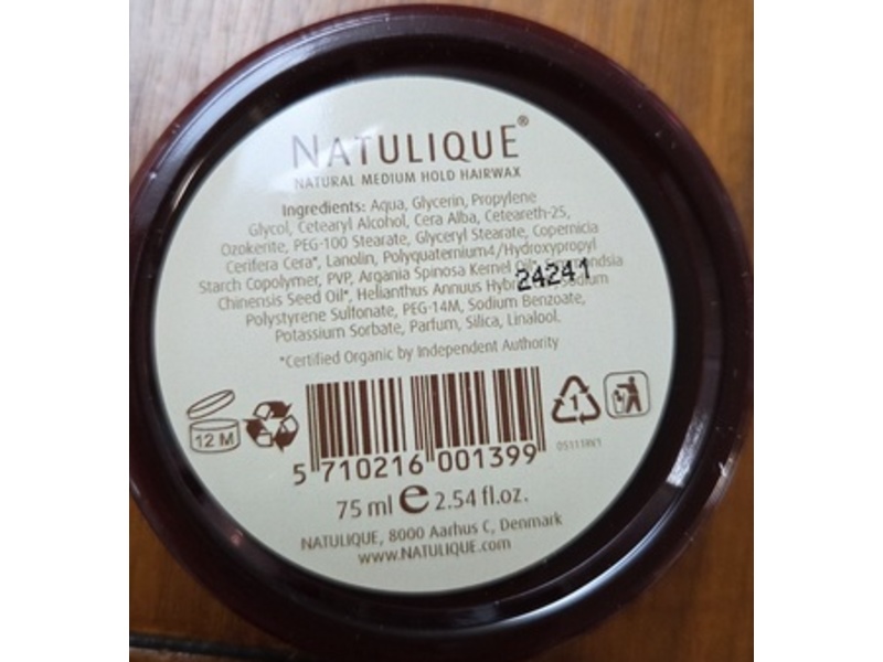 Natulique Natural Medium Hold Hair Wax, Argan & jojoba, 2.54 fl oz/75 mL