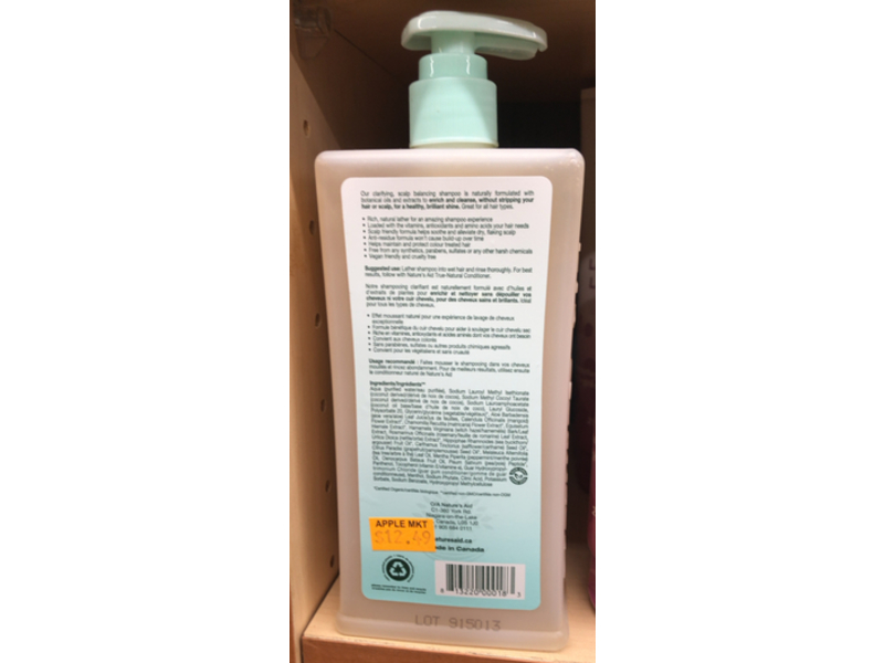 Nature's Aid True Natural Shampoo, Pink Grapefruit & Mint, 12.1 oz/360 mL