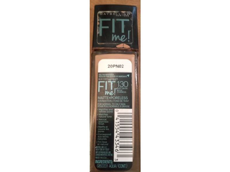 Maybelline New York Fit Me Matte + Poreless Foundation, Buff Beige, 1 fl oz/30 mL