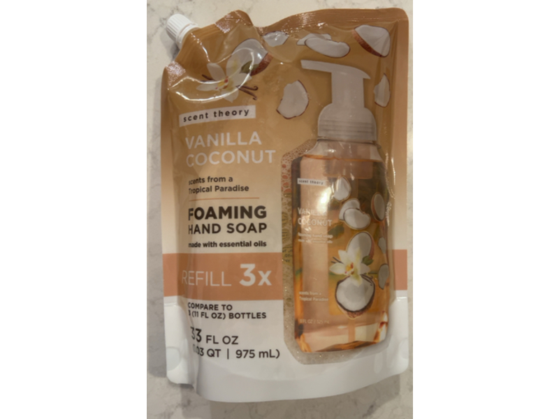 Scent Theory Foaming Hand Soap, Vanilla Coconut, 33 fl oz/975 mL