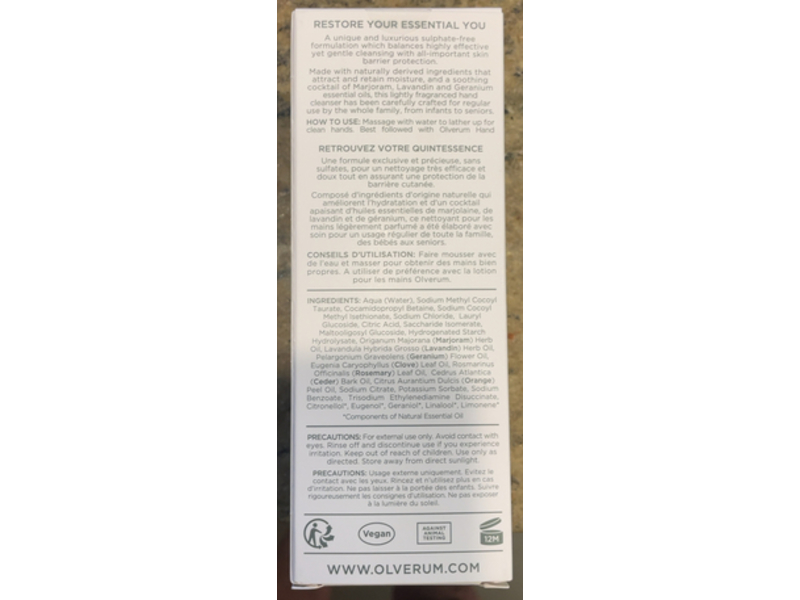 Olverum Purifying Hand Wash, Natural Essential Oils, 8.5 fl oz/250 mL