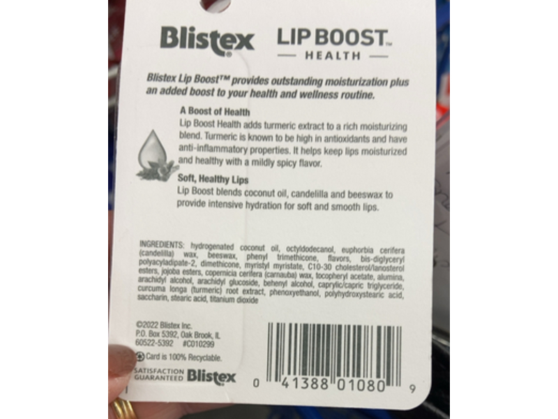 Blistex Lip Boost Health Moisturizer, Tumeric, 0.13 oz/3.69 g