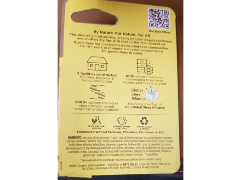 Burt's Bees Moisturizing Lip Balm, Shea + Coconut Oil, 0.34 oz/9.63 g