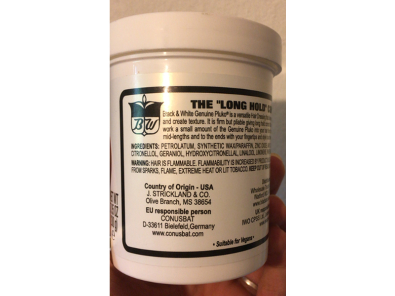 Black & White Genuine Pluko Hair Dressing Pomade Ultra White Blend, 7.06 oz/200 mL