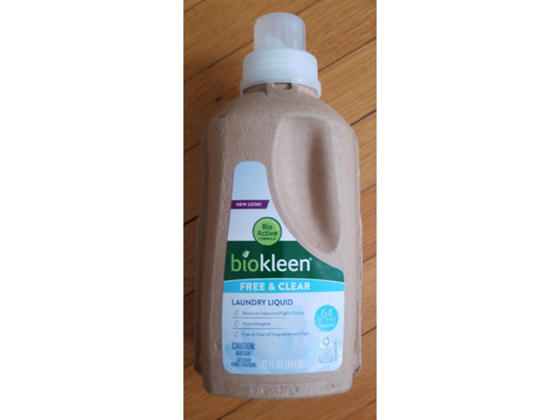 Biokleen Laundry Liquid Detergent, Free & Clear, 64 Loads, 32 fl oz/946 mL