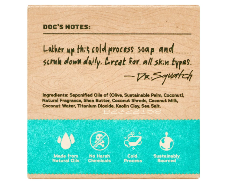 Dr. Squatch Men's Natural Bar Soap, Coconut Castaway, 5 oz