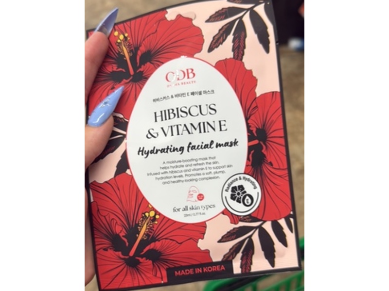 Original Derma Beauty Hydrating Facial Mask, Hibiscus & Vitamin E, 0.77 fl oz/23 mL