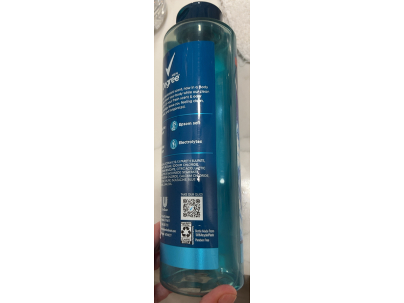 Degree Men Body Wash & Soak, Epsom Salt + Electrolytes, Cool Rush, 22 fl oz/650 mL