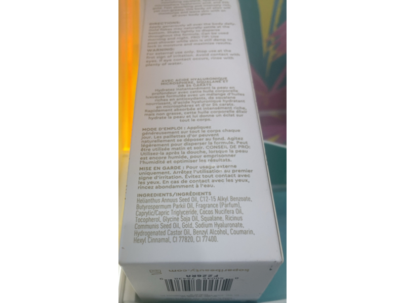 Kopari Golden Aura Body Oil with 24k Gold & Hyaluronic Acid, 3.3 fl oz/100 mL