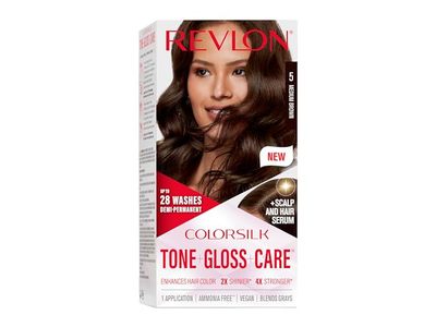 Revlon ColorSilk Tone + Gloss + Care Demi Permanent Hair Color, 5 Medium Brown, 1 Application