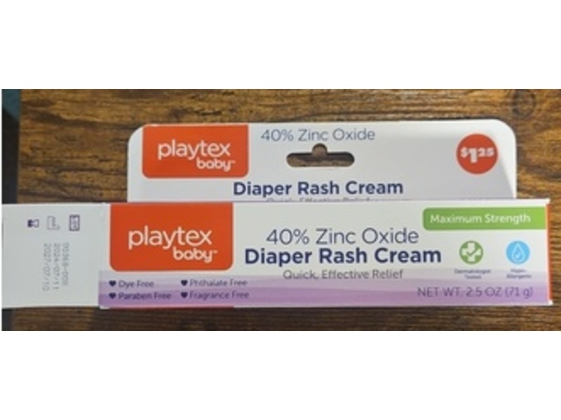 Playtex Baby Diaper Rash Cream, Zinc Oxide, 2.5 oz/71 g