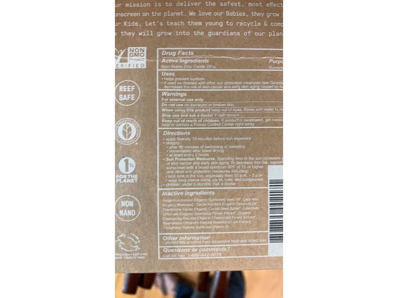 Raw Elements Baby + Kids Natural Sunscreen, SPF 30, 3 oz/85 g