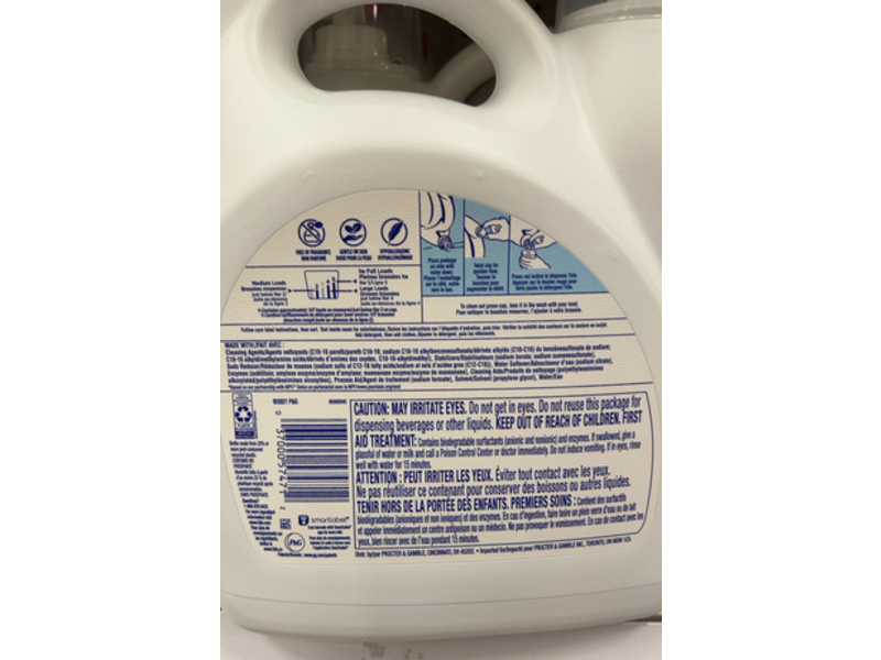 Tide Free & Gentle Liquid Laundry Detergent ,107 Loads, 154 fl oz/4.55 L