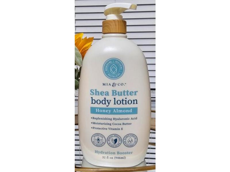 Mia & Co. Shea Butter Body Lotion, Honey Almond, 32 fl oz/946 mL