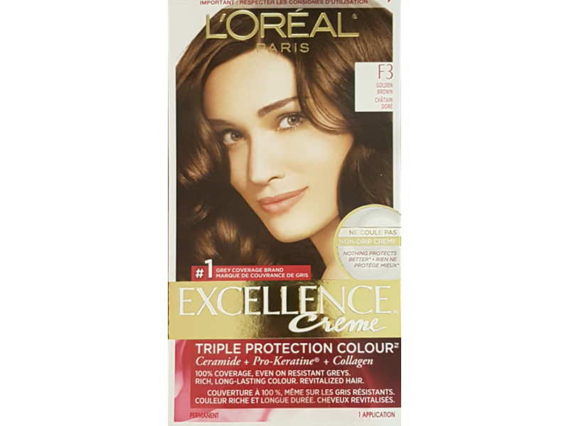 L'Oreal Paris Excellence Crème Permanent Hair Colour, F3-Golden Brown
