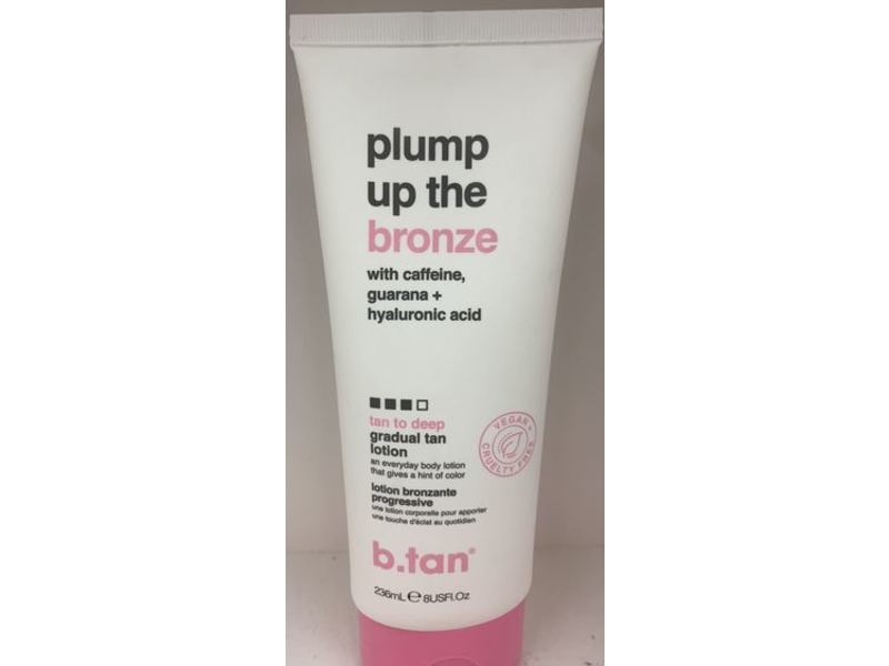 b.tan Plump Up The Bronze Gradual Tan Lotion, Caffeine, Guarana + Hyaluronic Acid, 8 fl oz/236 mL