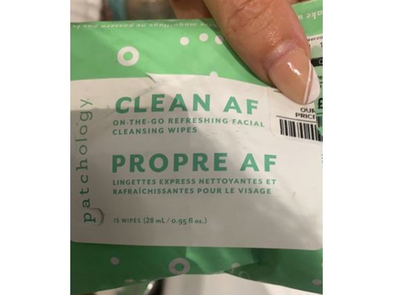 Patchology Clean Af Refreshing Facial Cleansing Wipes, 0.95 fl oz/28 mL, 15 Count