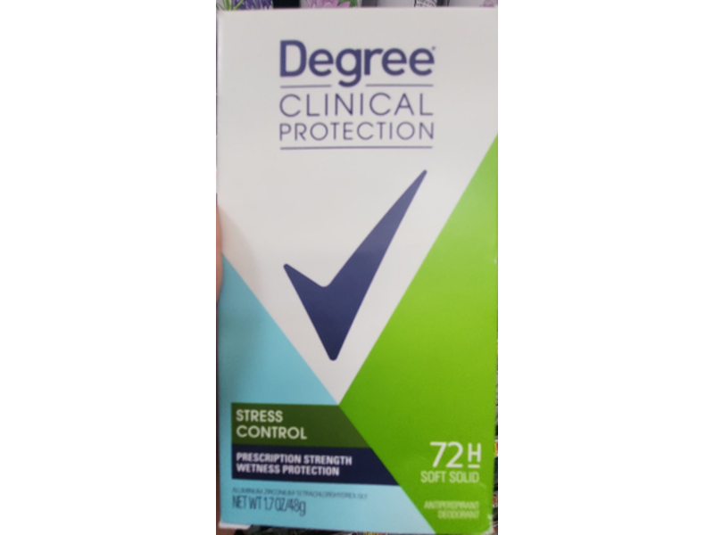 Degree Clinical Protection Stress Control Antiperspirant Deodorant, White Flowers, 1.7 oz/48 g