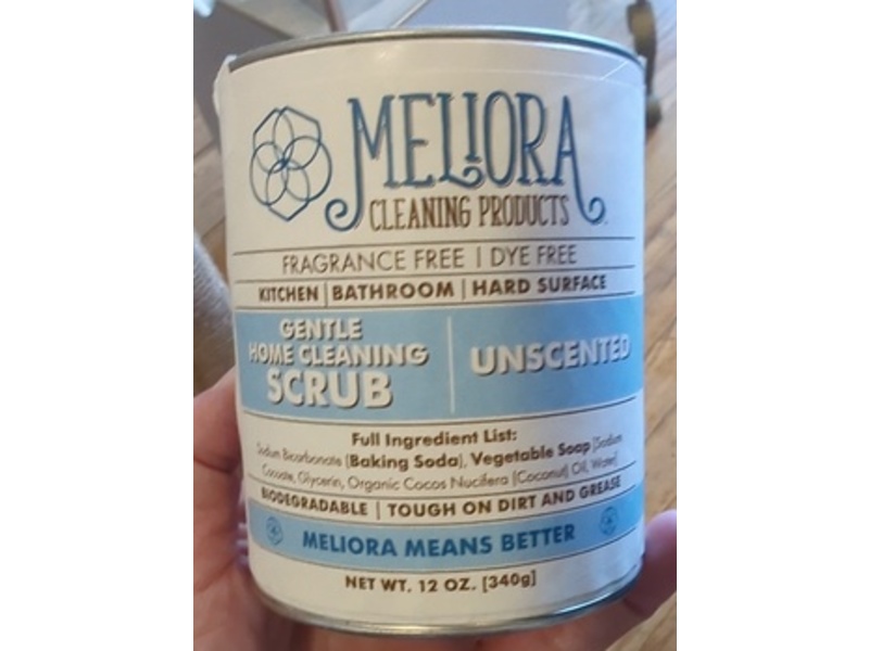 Meliora Cleaning Products Gentle Home Cleaning Scrub, Unscented, 12 oz/340 g