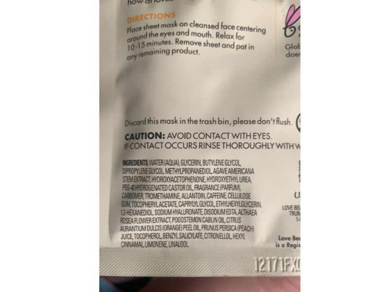 Love Beauty And Planet Radiant Glow Sheet Mask, Patchouli & Orange Flower, 0.91 fl oz