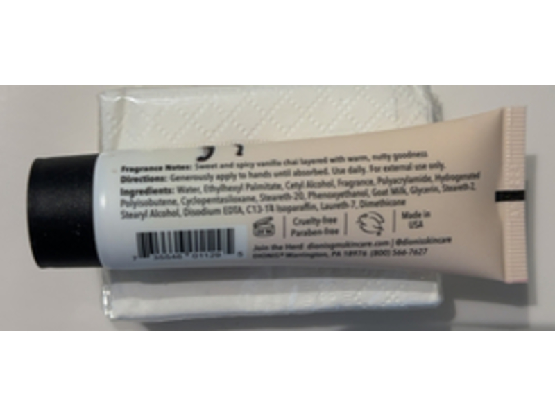 Dionis Goat Milk Hand Cream, Toasted Vanilla Chai, 1 oz/28 g