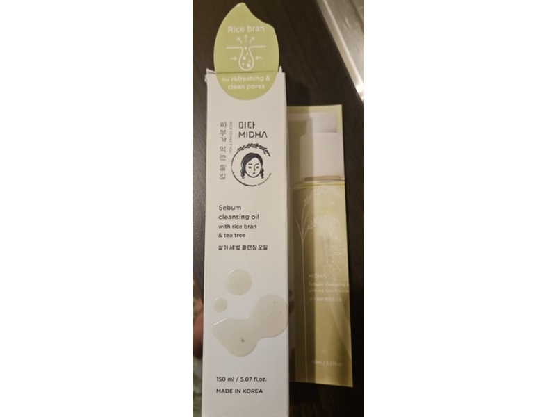 MIDHA Sebum Cleansing Oil with Rice Bran & Tea Tree, 5.07 fl oz/150 mL