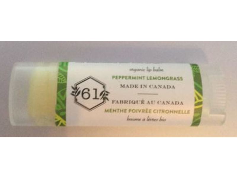 Crate 61 Organic Lip Balm, Peppermint Lemongrass, 4 g